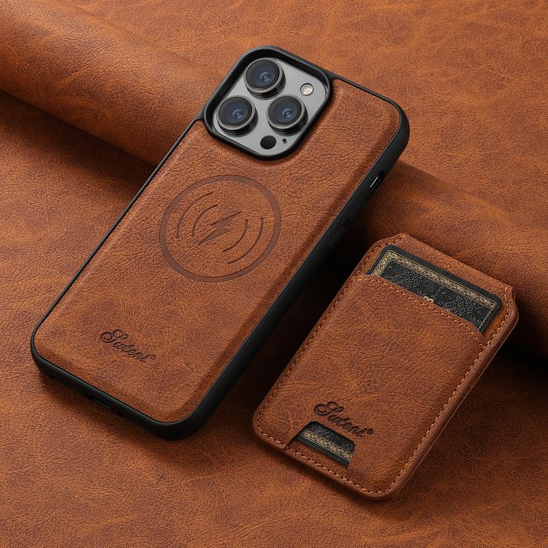 2 IN 1 Magnetic Leather Case For iPhone 16 Pro Max 15 14 13 12 Pro Max 15 14 Plus MagSafe Card Holder Wallet Case Flip Stand Cover