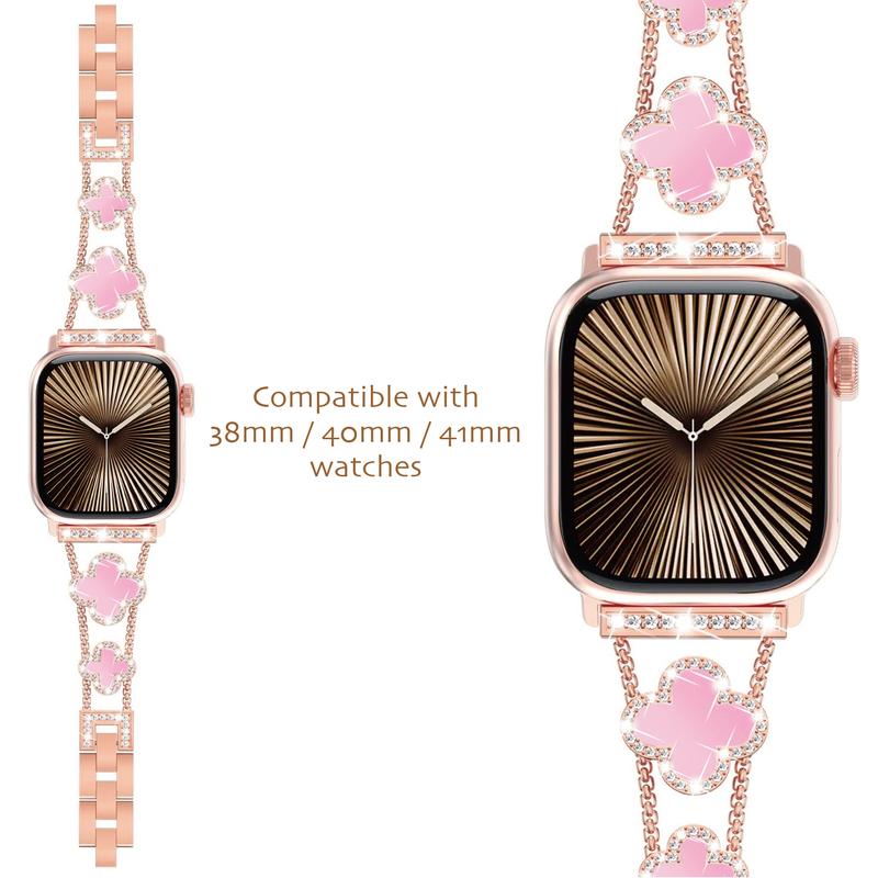 Casing Bee Blossom Radiance Stainless Steel Watch Band for Apple Watch, Bracelet Wristband Compatible with iWatch Series Wearable Luxury