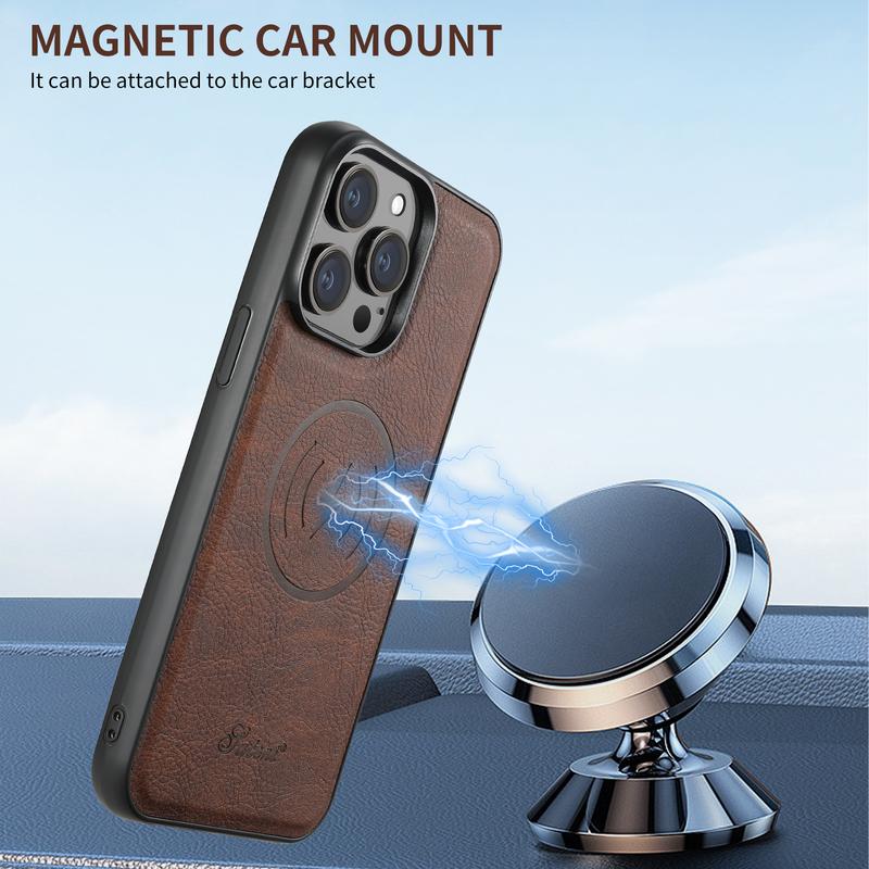 2 IN 1 Magnetic Leather Case For iPhone 16 Pro Max 15 14 13 12 Pro Max 15 14 Plus MagSafe Card Holder Wallet Case Flip Stand Cover