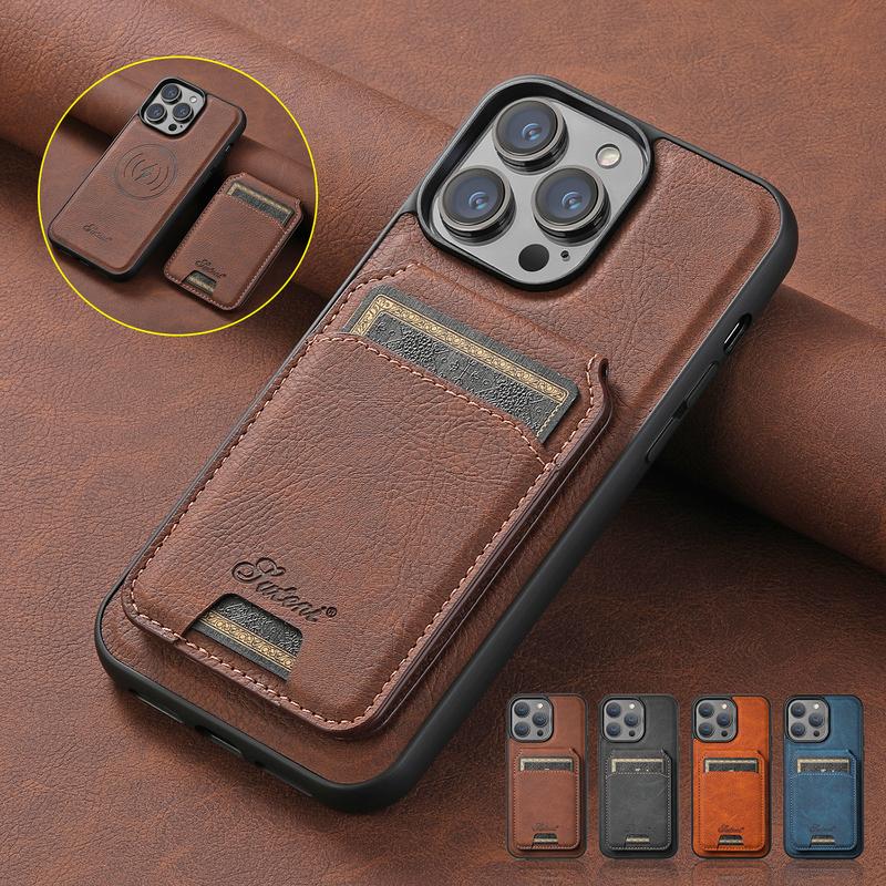 2 IN 1 Magnetic Leather Case For iPhone 16 Pro Max 15 14 13 12 Pro Max 15 14 Plus MagSafe Card Holder Wallet Case Flip Stand Cover