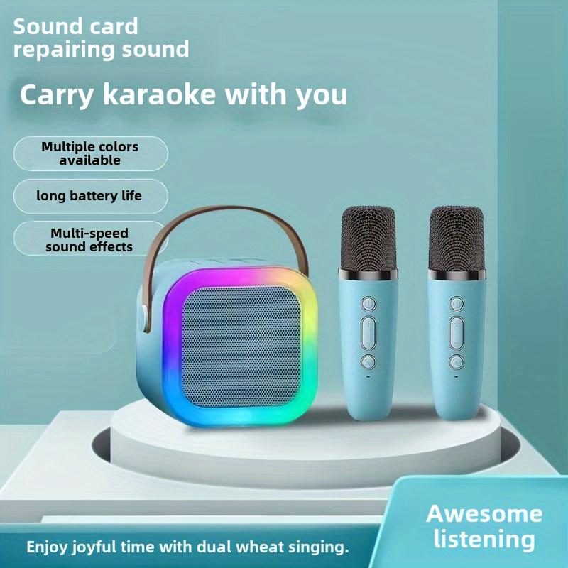 Portable Mini Karaoke Machine With 2 Wireless Microphones - USB Charging, Wireless Speaker, Suitable For Birthday Parties And Home Entertainment