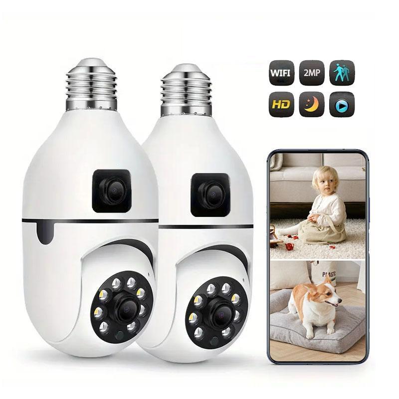 E27 1080P Wireless WiFi Camera, 355° Panoramic Camera with Night Vision, Two-way Voice, AI Human Detection, Pet Camera for Home