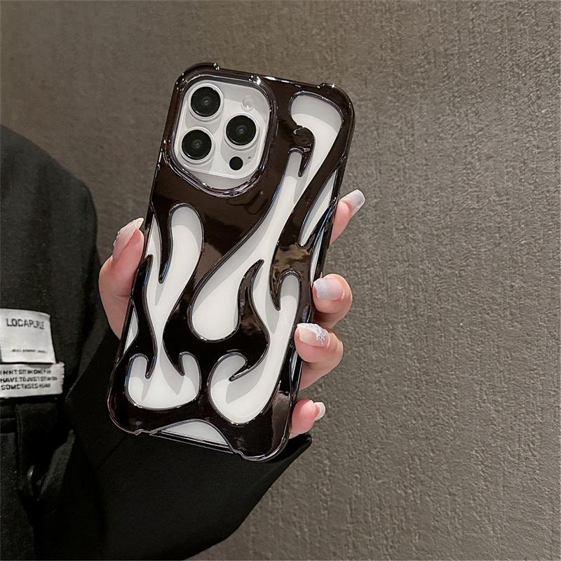 Creative Hollow Out Flame Design Phone Cases, Shockproof Mobile Phone Case, Electroplated Phone Protective Cover, Phone Accessories Compatible with iPhone 15 Pro Max Case iPhone 14 Pro Max Case iPhone 11 Cases