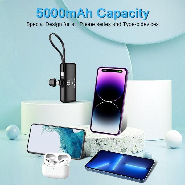 Small Portable Charger,Power Bank with Built-in Type-CCable LED Display, Cute Battery Packfor iPhone15 14 13 12 11 Android SamsungGoogle Pixel Moto & More,DevicesCharging Aimenzunto lightning wireless charging Connector Digital Protection