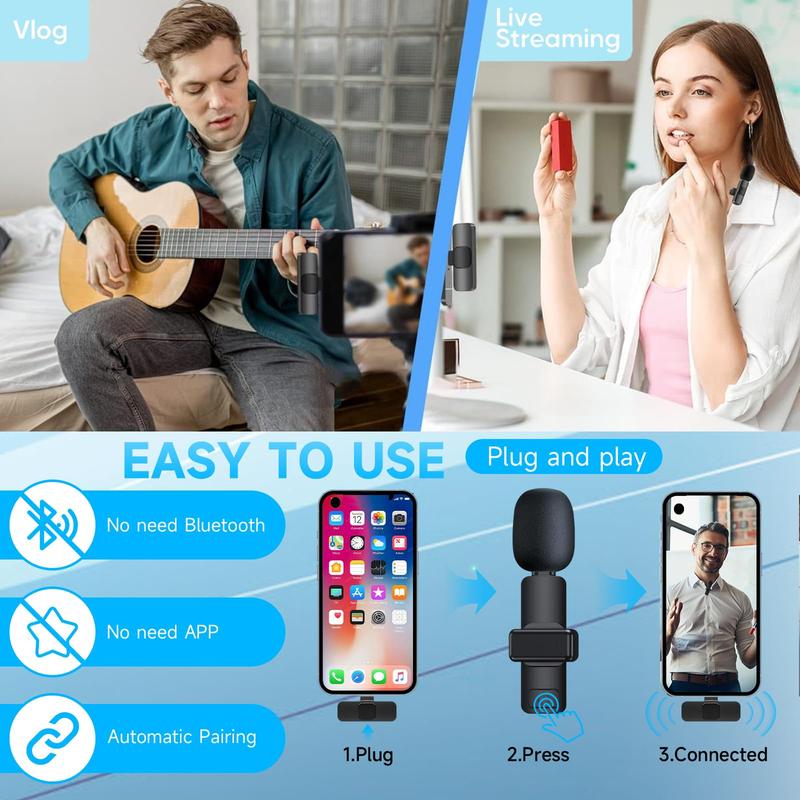 Portable Wireless Lavalier Microphone,Crystal Clear Clarity: Lavalier Microphone for Versatile Audio Recording