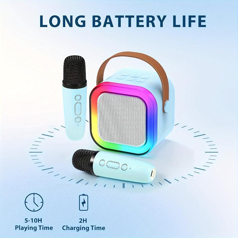 Portable Mini Karaoke Machine With 2 Wireless Microphones - USB Charging, Wireless Speaker, Suitable For Birthday Parties And Home Entertainment