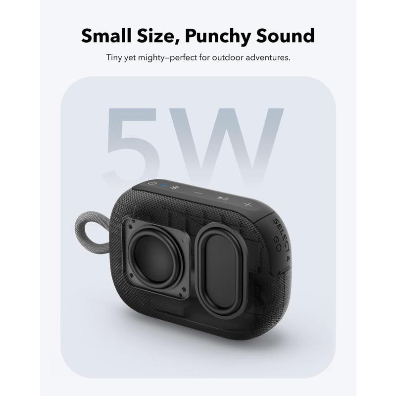 Soundcore Select 4 Go Bluetooth Speaker By Anker, Ultra Portable, Up To 20 H Playtime, IP67 Waterproof And Dustproof, Floatable, Powerful Sound, Ideal For Indoors And Outdoors, Hiking, And Biking