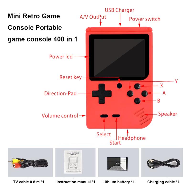 400 Games in One Portable Game Player Kids Electronic Game Toy For Children Handheld Game Console rechargeable boy game portable gaming Portable child gift play  plug quick delivery g Mini Handheld Cable Charging Arcade Screen Protection playstation