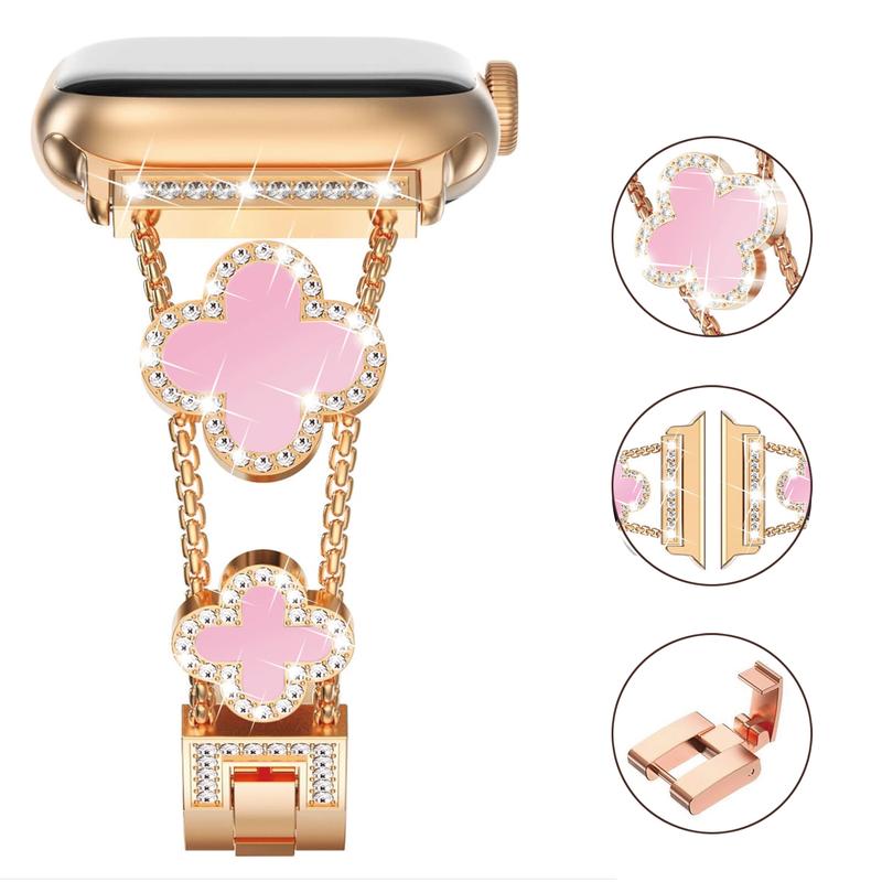 Casing Bee Blossom Radiance Stainless Steel Watch Band for Apple Watch, Bracelet Wristband Compatible with iWatch Series Wearable Luxury