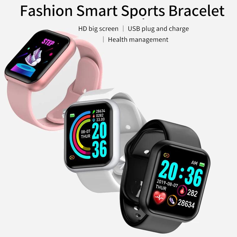 Smart Watches Fitness Bracelet Women Men Bluetooth Connected Phone Music Sports Bracelet Sleep Monitor Y68 Clock Smartwatch D20