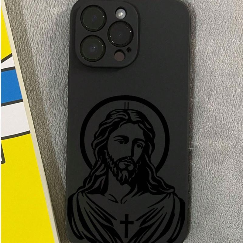 Jesus Pattern Phone Case, Anti-drop Shockproof Phone Protective Cover, Phone Accessory Compatible with iPhone 11 12 13 14 15 16 Pro Max