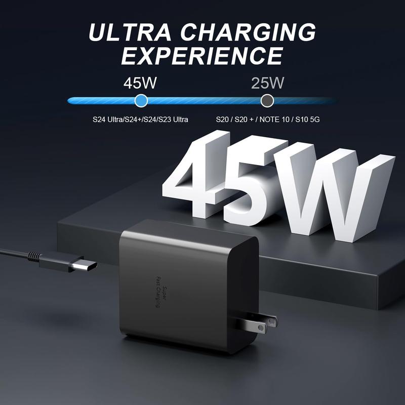 Samsung Super Fast Charger Type C 45W GaN Power USB C Charger PPS PD Fast Charging Block & 6.6ft C Cable for Samsung Galaxy S24 Ultra S24 S24+ S23 Ultra S23 S23+ S22 S22 Ultra S22+ Note10 Note20 S20