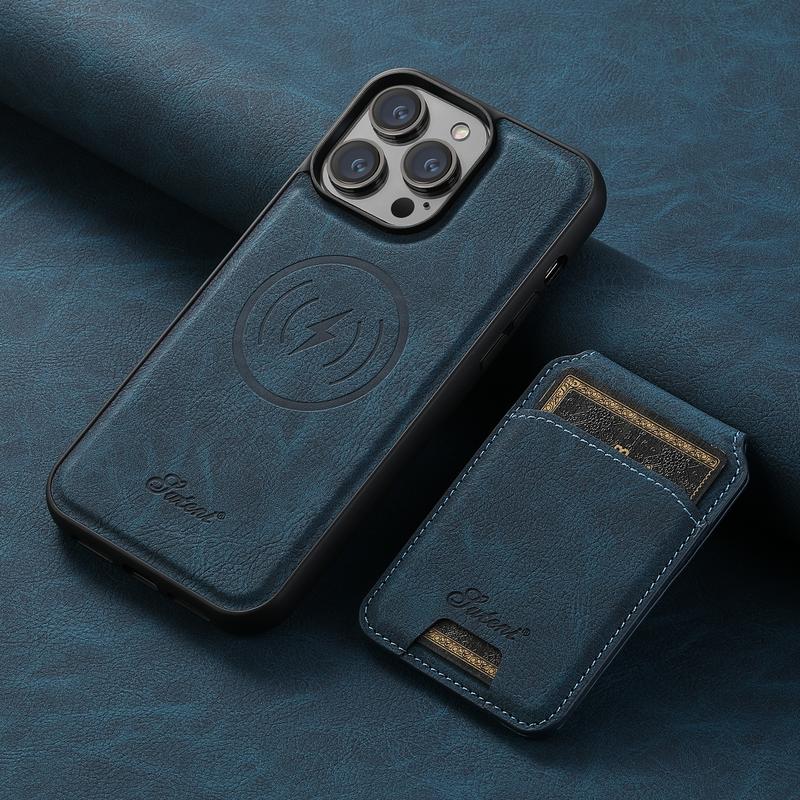 2 IN 1 Magnetic Leather Case For iPhone 16 Pro Max 15 14 13 12 Pro Max 15 14 Plus MagSafe Card Holder Wallet Case Flip Stand Cover