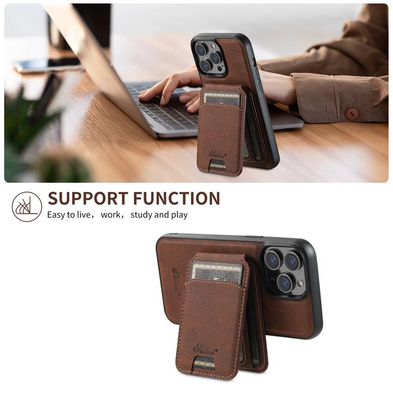 2 IN 1 Magnetic Leather Case For iPhone 16 Pro Max 15 14 13 12 Pro Max 15 14 Plus MagSafe Card Holder Wallet Case Flip Stand Cover