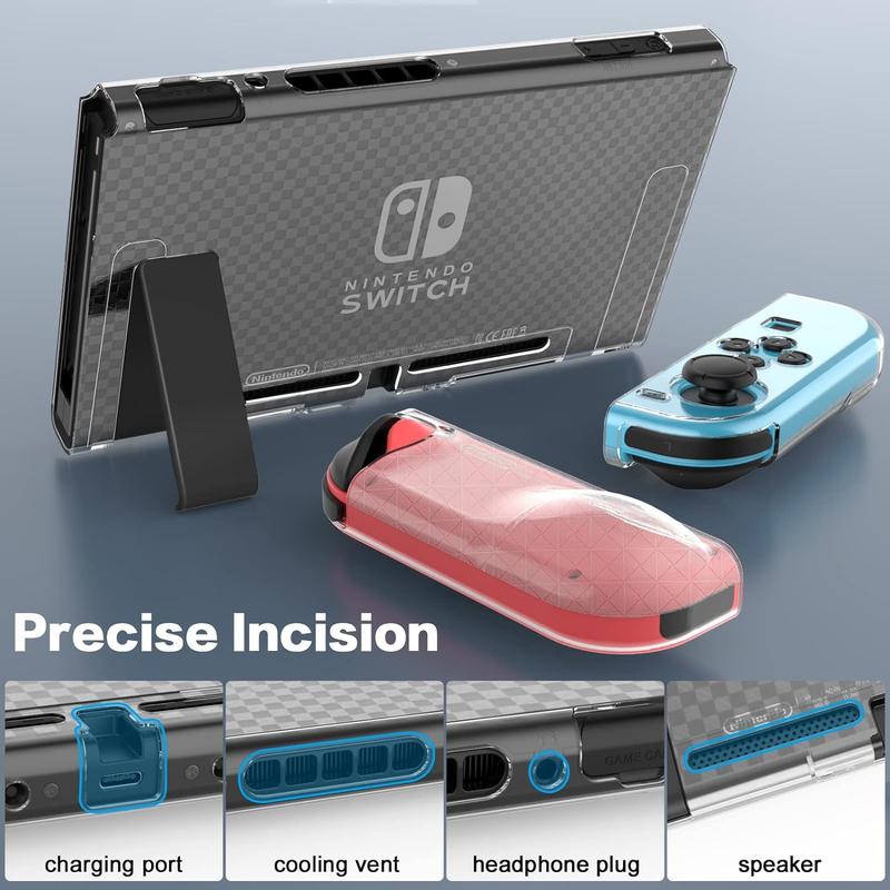 Clear Case for Nintendo Switch OLED with HD Screen Protectors,All-around Protection,Transparent Case and HD Clear Anti-Scratch Screen Protector Compatible Switch 6.2'' OLED  7'',Tempered Switch Accessories Bundle Console Cover