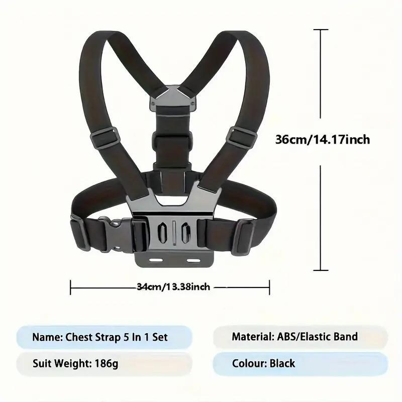 Sports Camera Chest Strap Mount, Adjustable Camera Chest Strap, Camera Accessories for Gopro Hero 9 8 7 6 5 4 Insta360 R X2 DJI OSMO Action Camera