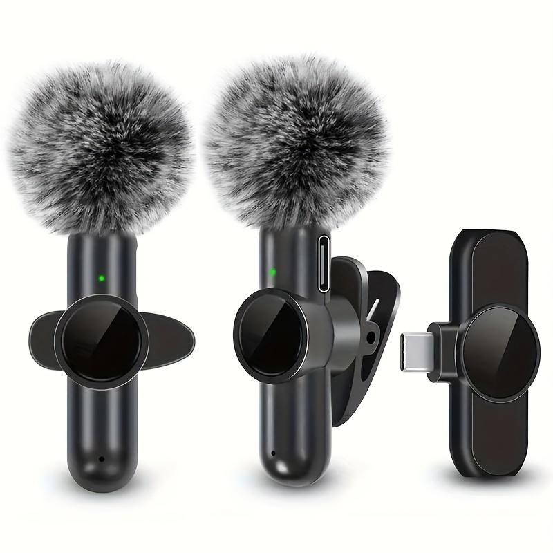 ALULU SHOP 1set 2sets Wireless Lavalier Microphone, Upgraded Noise Cancellation Mini Lapel Microphone With Clear Audio, For Type-C Smart Phone, Wireless Mini Microphone With Windproof Cap For Recording, Live Streaming Eid Al-Adha Mubarak