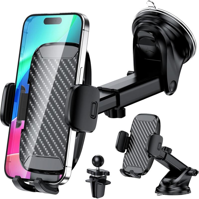 Car Phone Holder Phone Holders for Your Car Windshield Dashboard Air Vent Universal Hands Free Car Mount Phone Holder with Suction Cup Base and Telescopic Arm for Smartphone