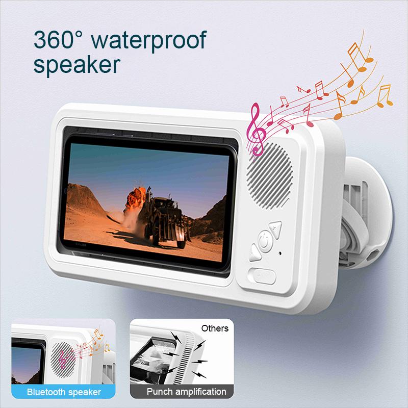 360° Rotation Adjustable Wall Mounted Shower Phone Holder Bluetooth Speaker Audio Shower TV Holder Waterproof Touch Screen Phone Holder