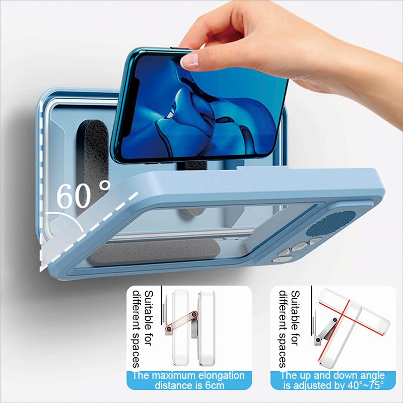 360° Rotation Adjustable Wall Mounted Shower Phone Holder Bluetooth Speaker Audio Shower TV Holder Waterproof Touch Screen Phone Holder