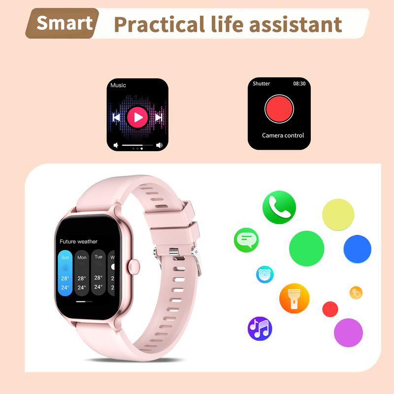 Smart Watch, Wireless Call Dial, Multi Sport Mode, Incoming Call Alert & Rejection, Message Alert View, Multiple APP Alerts, Suitable for Men & Women, Sports Watch, Custom Wallpaper, Compatible with iPhone Andriod