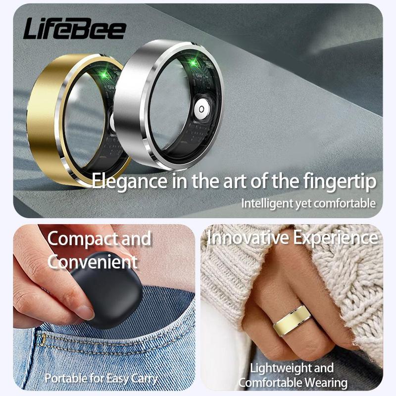 LIFEBEE Smart Ring with Charging Case, 1 Count Portable Fitness Tracker, Multipurpose Wearable Ring for Phone Camera Control