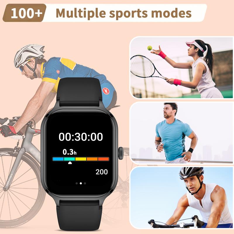 Smart Watch, Wireless Call Dial, Multi Sport Mode, Incoming Call Alert & Rejection, Message Alert View, Multiple APP Alerts, Suitable for Men & Women, Sports Watch, Custom Wallpaper, Compatible with iPhone Andriod