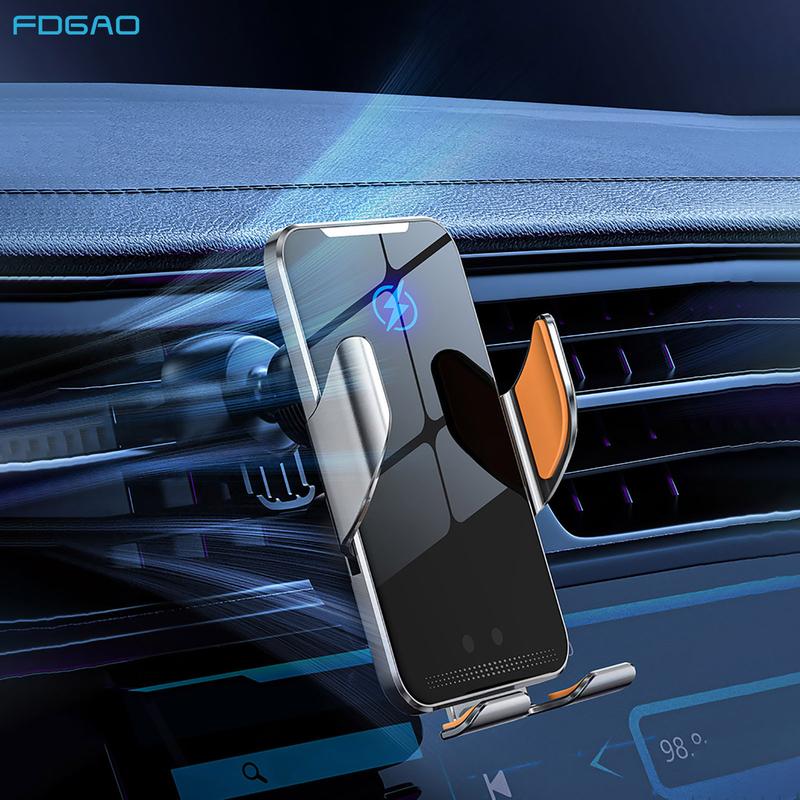 FDGAO 20W Automatic Clamping Wireless Charging Car Charger Dock  for iPhone 16 15 14 13 12 11 Pro Max X XS XR 8 Samsung Galaxy Fast Charger Air Outlet Car Phone Holder Stand