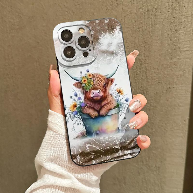 Cute Cow Pattern Phone Case, Shockproof Phone Protective Cover, Fashion Phone Accessory Compatible with iPhone 11 12 13 14 15 Pro Max