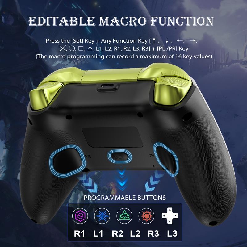 Wireless PS4 Controller - Support Turbo Function and Button Mapping Compatible with PlayStation 4   PlayStation 3   Switch   PC   Phone