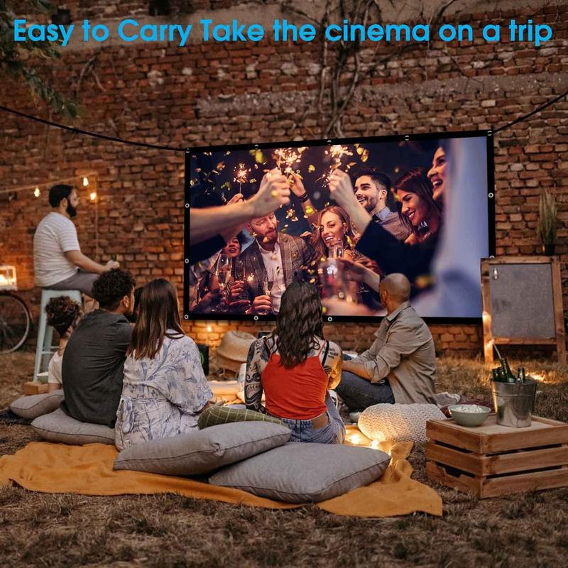 100 inch Projection Screens, Double Sided Washable Outdoor Projection Screen, 16:9 Foldable Anti-Crease Portable Projector Movies Screens for Camping Party, Home Theater, Office