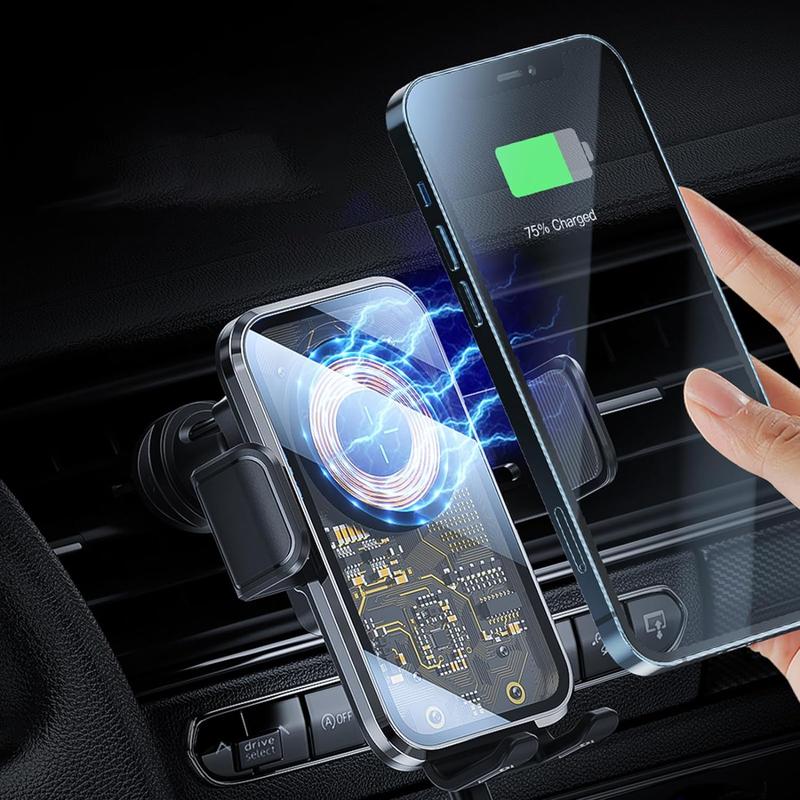 WHATOOK Wireless Car Charger Fast Charging Auto Clamping Car Phone Holder Wireless Charger Air Vent Car Phone Mount fit Wireless Fast Charging