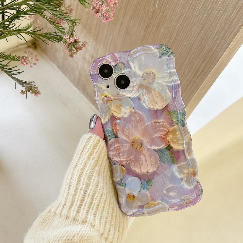 Fall Floral Pattern Phone Case, Decorative Phone Protector Cover, Phone Accessories Compatible With iPhone 11 12 13 14 15 Pro Max