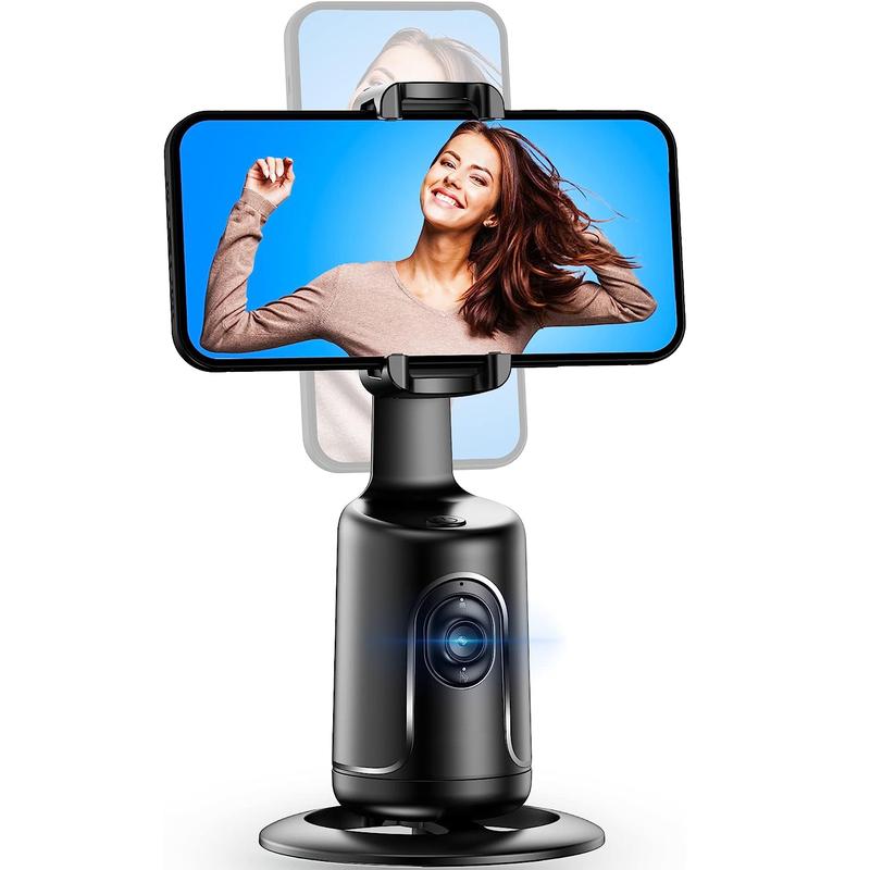 Auto Face Tracking Phone Holder, No App Required, 360° Rotation Face Body Phone Tracking Tripod Smart Shooting Camera Mount for Live Vlog Streaming Video, Rechargeable Battery, No App Required for 4''-7'' Phone Accessories Selfie