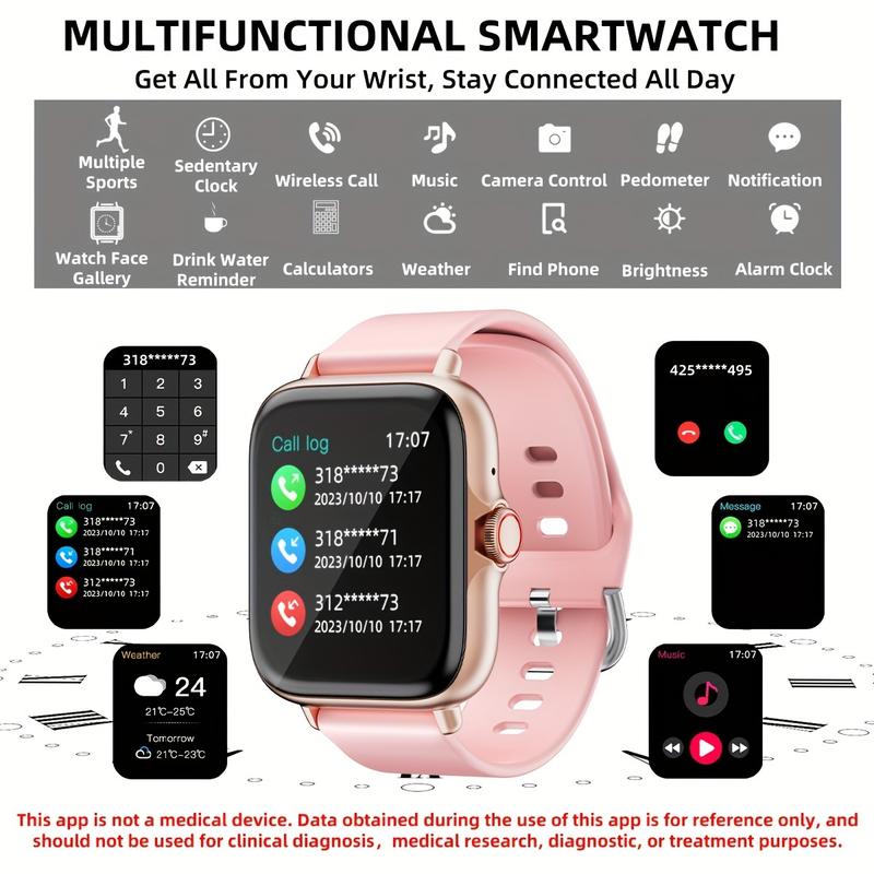 Smart Watch, 1.83-Inch Full Touch Screen, Activity Tracker with Call and Message Function, Pedometer, Multiple Sport Mode, Compatible with IOS Android Devices, Simple Style, Ideal Gift for Any Occasion