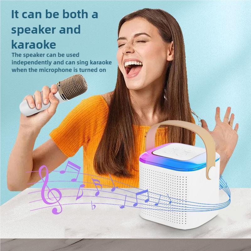 Karaoke Machine for Kids Adults, Portable BT Speaker with 2 Wireless Microphones, LED Lights, Kids Toys Birthday Gifts for Boys and Girls Over 4 Years Old