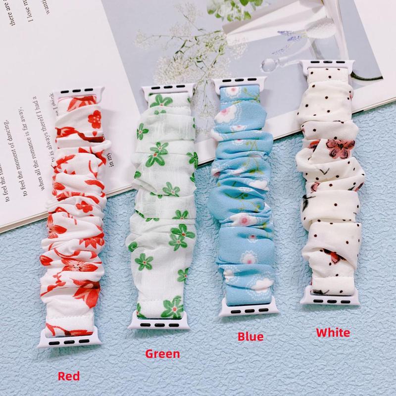 Women's Soft Elastic Wrist Strap Watch Band, 1 Count Fashion Floral Print Watchband, Wearable Accessories Compatible with Apple Watch Series Ultra SE 8 7 6 5 4 3 2 1