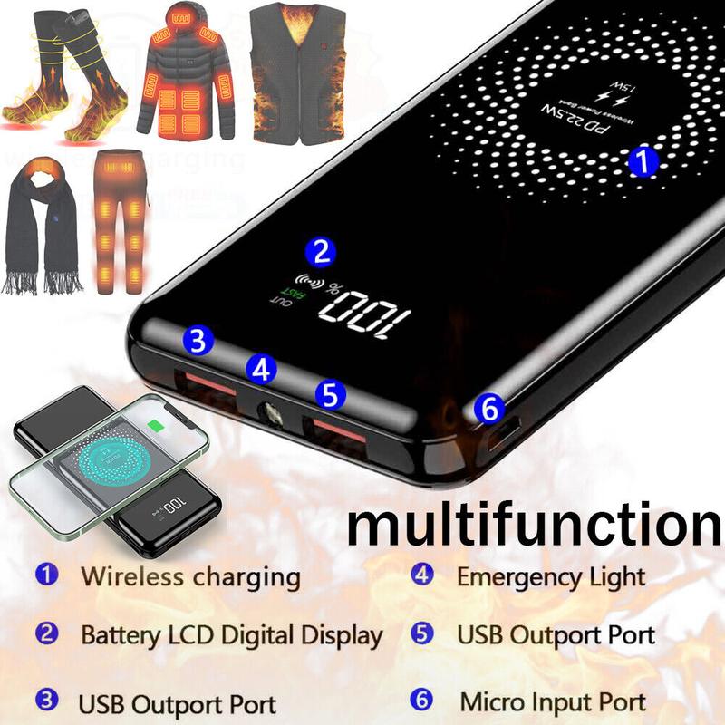 1000000mAh Battery Pack for Heated Vest Jacket Pants Scarf Phone USB Power Bank