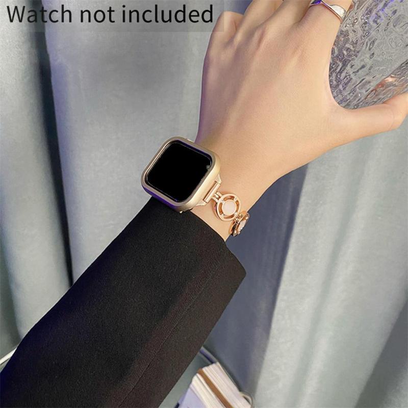 GIROUETTE Rhinestone Decor Watch Band (Band Only), 1 Count Fashionable Watch Band for Women, Wearable Accessories for iWatch Series 9 8 7 6 5 4 3 2 1 SE SE2