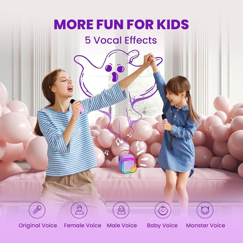 Mini Karaoke Machine for Adults, Karafun Premium with Thousands of Karaoke Songs, Portable Speaker with 2 Wireless Mics, Birthday Gifts Toys for Girls 3-12 Year Old Family Home Party Audio Bluetooth Audio Bluetooth Boys Button Compact Device