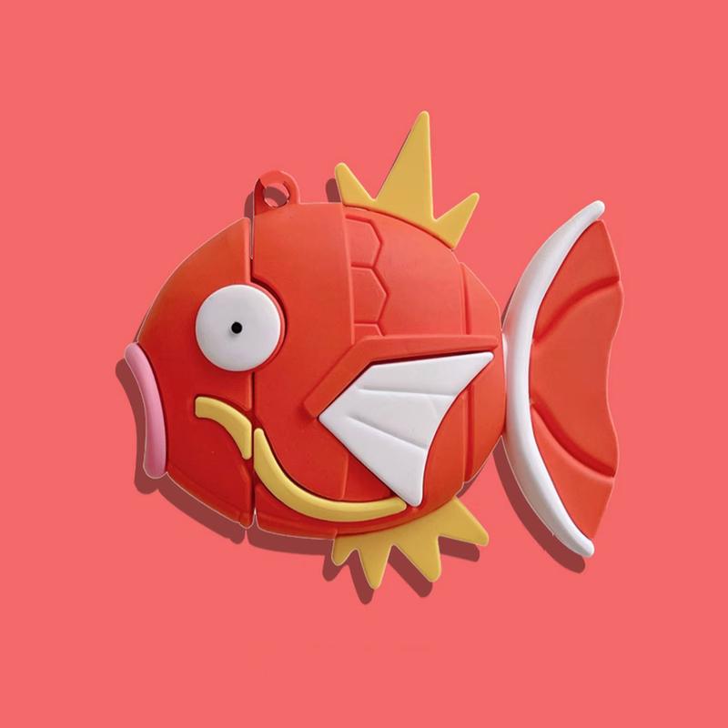 Cute Pokemon Magikarp Airpods Case Cover Funny Silicone Wireless Earphone Case Compatible with Airpods 1 2 3 Pro Pro2 Charging Cases with Hook