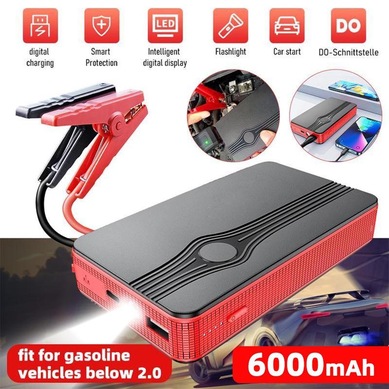 Car Emergency Start Power Bank, 6000mAh Car Jump Starter with Flashlight, Multifunctional Car Battery Charger, Car Emergency Start Power Bank