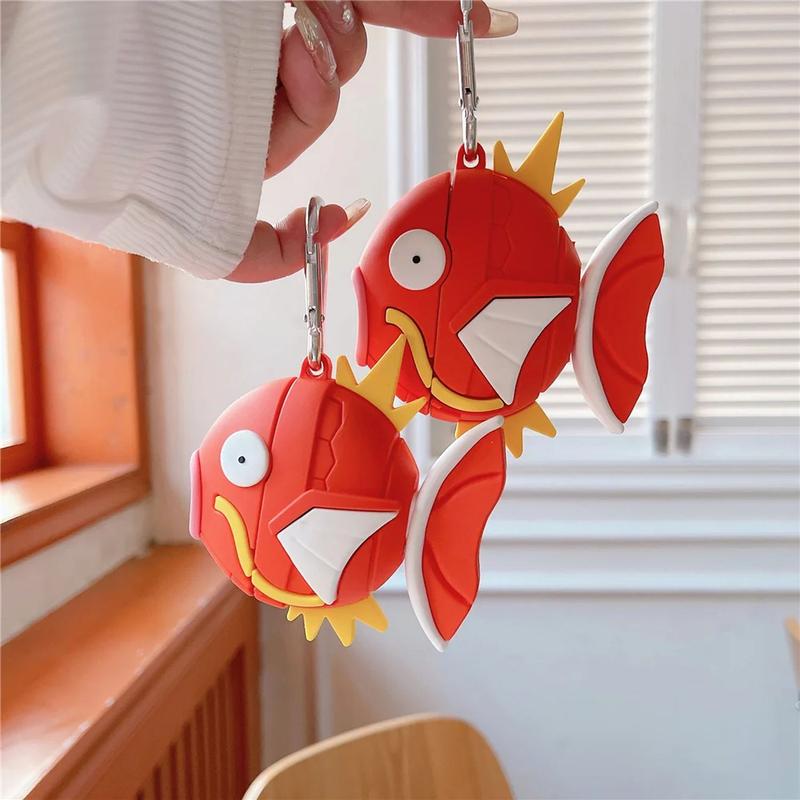 Cute Pokemon Magikarp Airpods Case Cover Funny Silicone Wireless Earphone Case Compatible with Airpods 1 2 3 Pro Pro2 Charging Cases with Hook