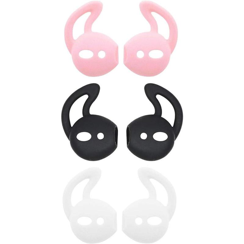 Air Pods Earbud Hooks Ear Hook Cover Ear Tip Ear Gel Anti-Slip Cover  Compatible with Air Pods 2 & Air Pods 1 or Ear Pods, 3 Pairs White, WH3