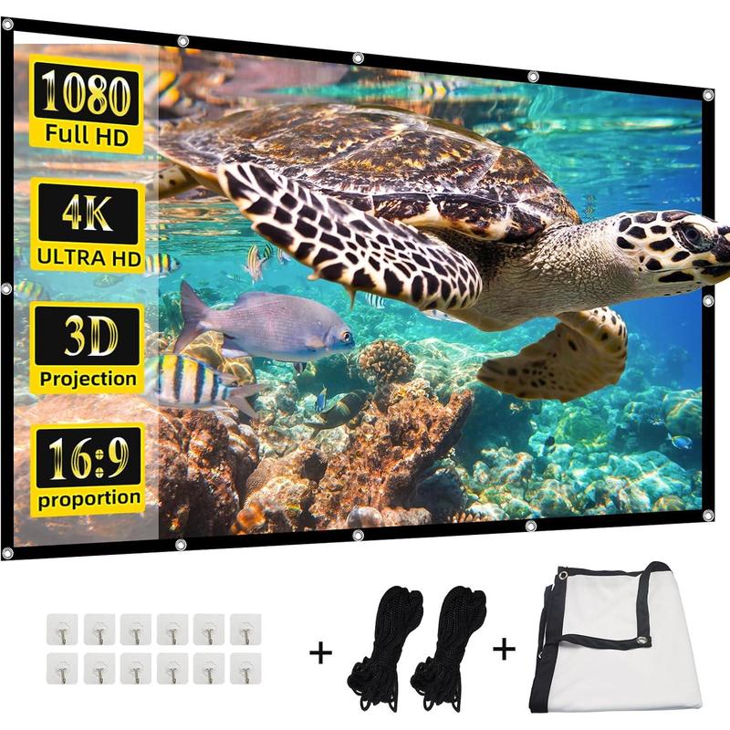 4K 16:9 HD Rear Front Projector Screen Anti-Crease Foldable Projection Screen Double-Sided Portable Outdoor Indoor Projector Screen Protection Folding