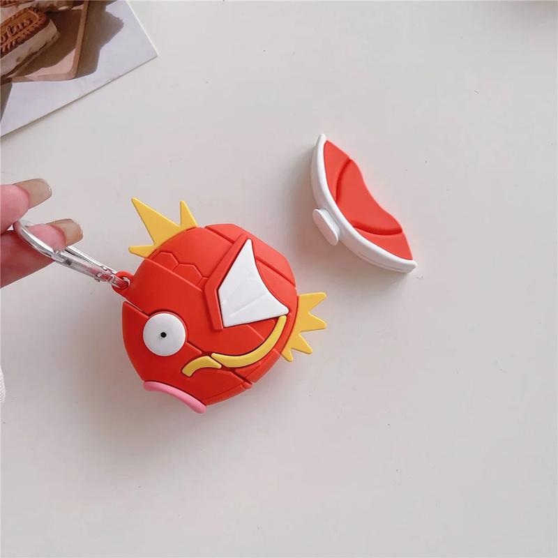 Cute Pokemon Magikarp Airpods Case Cover Funny Silicone Wireless Earphone Case Compatible with Airpods 1 2 3 Pro Pro2 Charging Cases with Hook