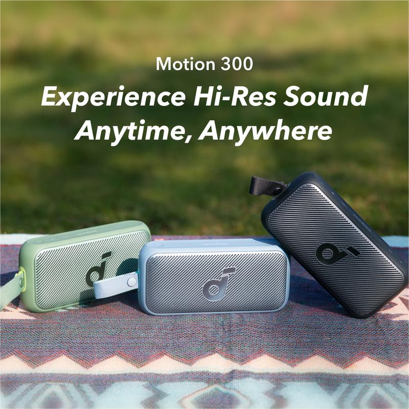 Soundcore Motion 300 Wireless Hi-Res Portable Speaker with BassUp, Bluetooth with SmartTune Technology, 30W Stereo Sound, 13H Playback, and IPX7 Waterproof, for Backyard, Camping, and Hiking