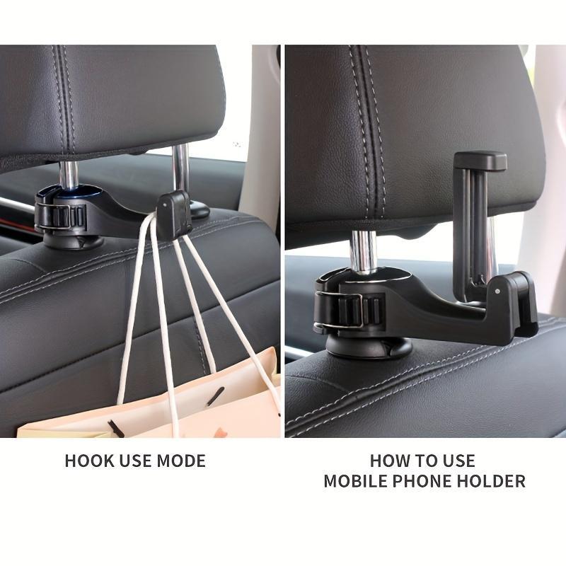 Car Seat Back Phone Holder, Multifunctional Car Seat Back Hook Storage Rack, Universal Car Interior Accessories for Smartphone