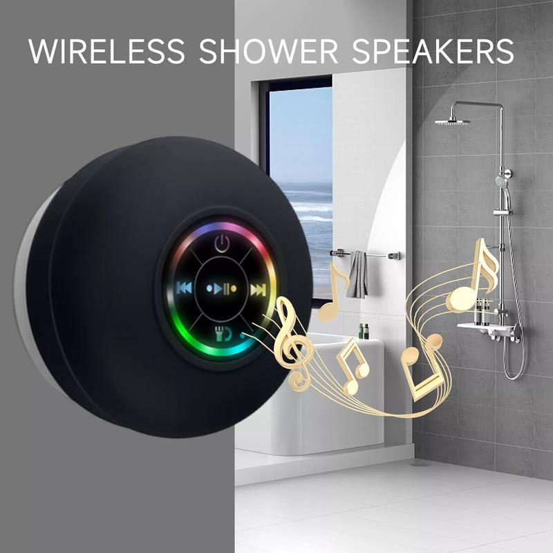 Waterproof Speaker, Portable Wireless Speaker With Suction Cup, USB Rechargeable Black Speaker With  3.7V 400mah Battery 5.0 Wireless Version Life For Parties,Bathroom,Travel,Home,And Outdoor Suction Cups For Thanksgiving Christmas New Year Gift