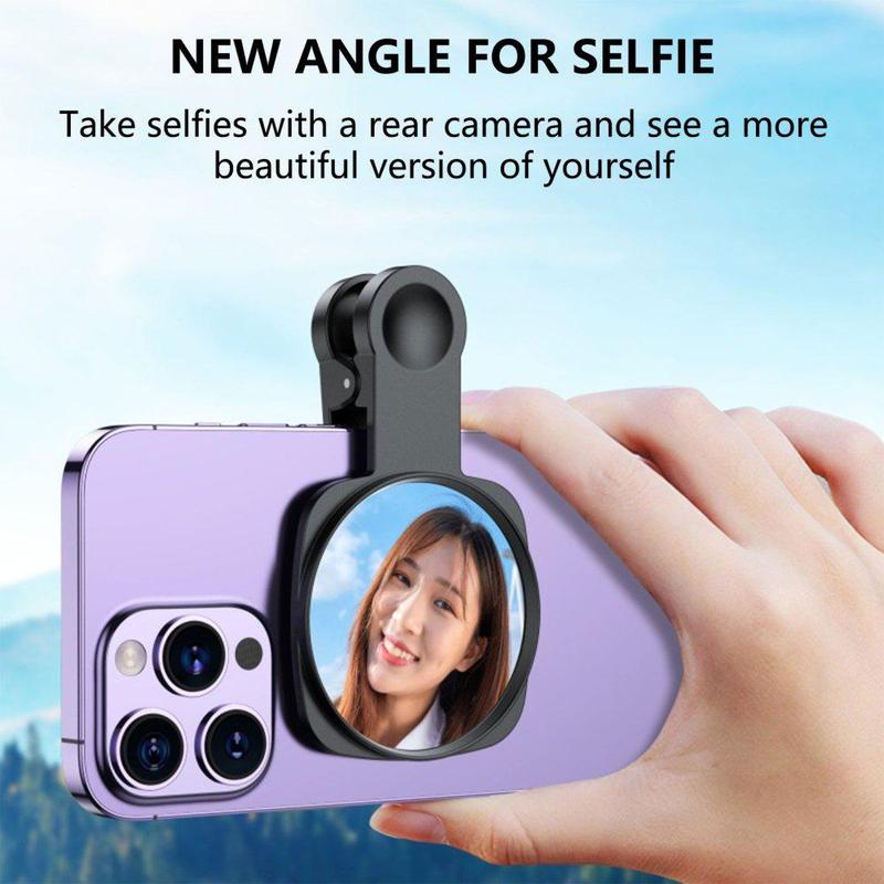 Phone Camera Mirror, Phone Clip-on Design Selfie Mirror, Selfie Accessories for Women & Girls, Fashion Phone Accessories